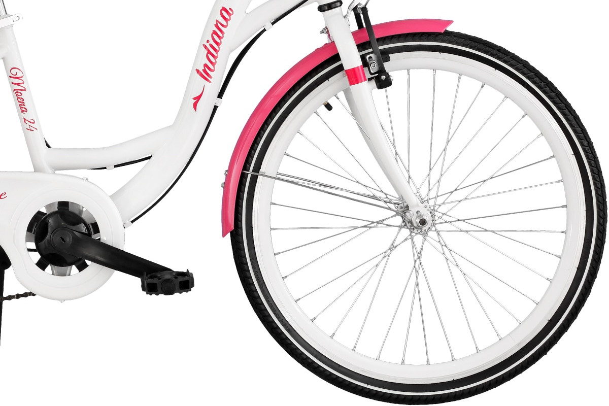 Rower INDIANA Moena 24 Biało-różowy - Koła obrecze stozkowe aluminiowe