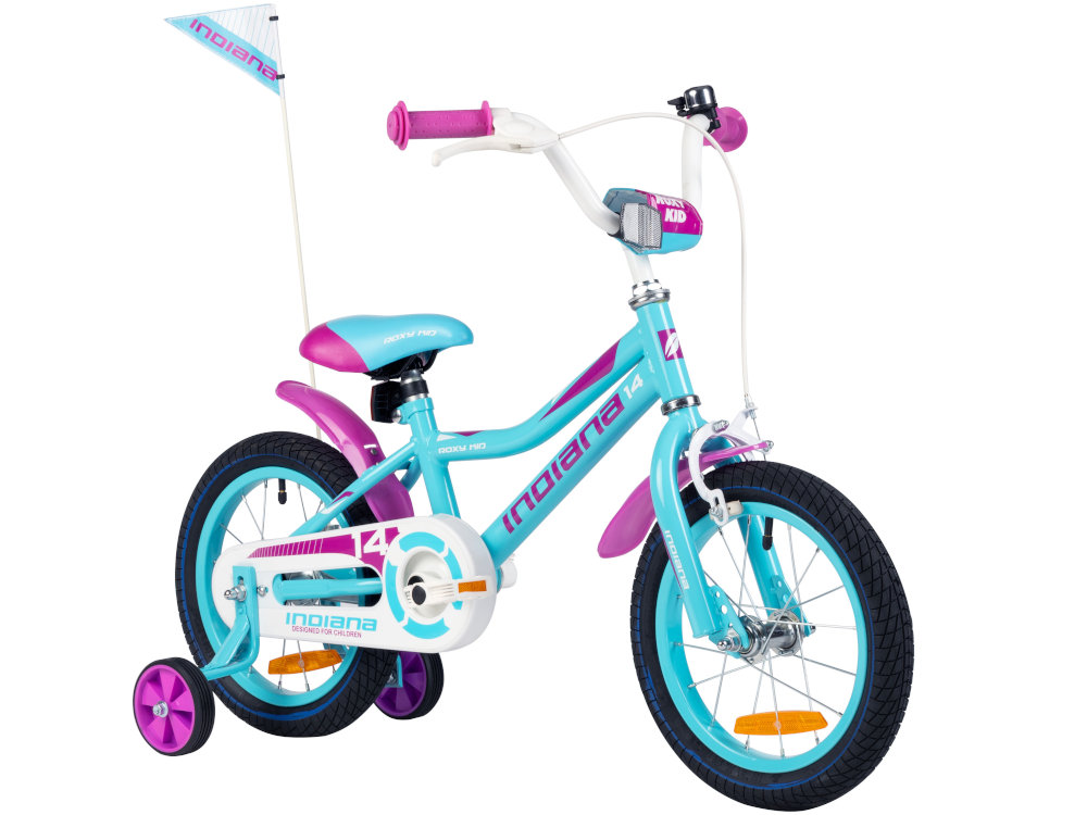 Rower INDIANA Roxy Kid 14 niebieski oryginalnym sportowy design solidną konstrukcją wygodny bezpieczny dla dziewczynek w wieku 4-6 lat