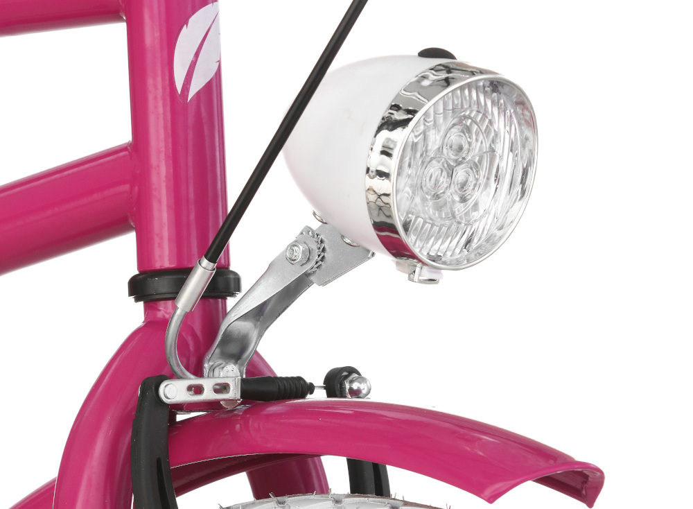 Rower młodzieżowy INDIANA X-Cruiser Jr 24 cale dla dziewczynki Fioletowy oświetlenie LED na przód na tył zasilane bateryjnie