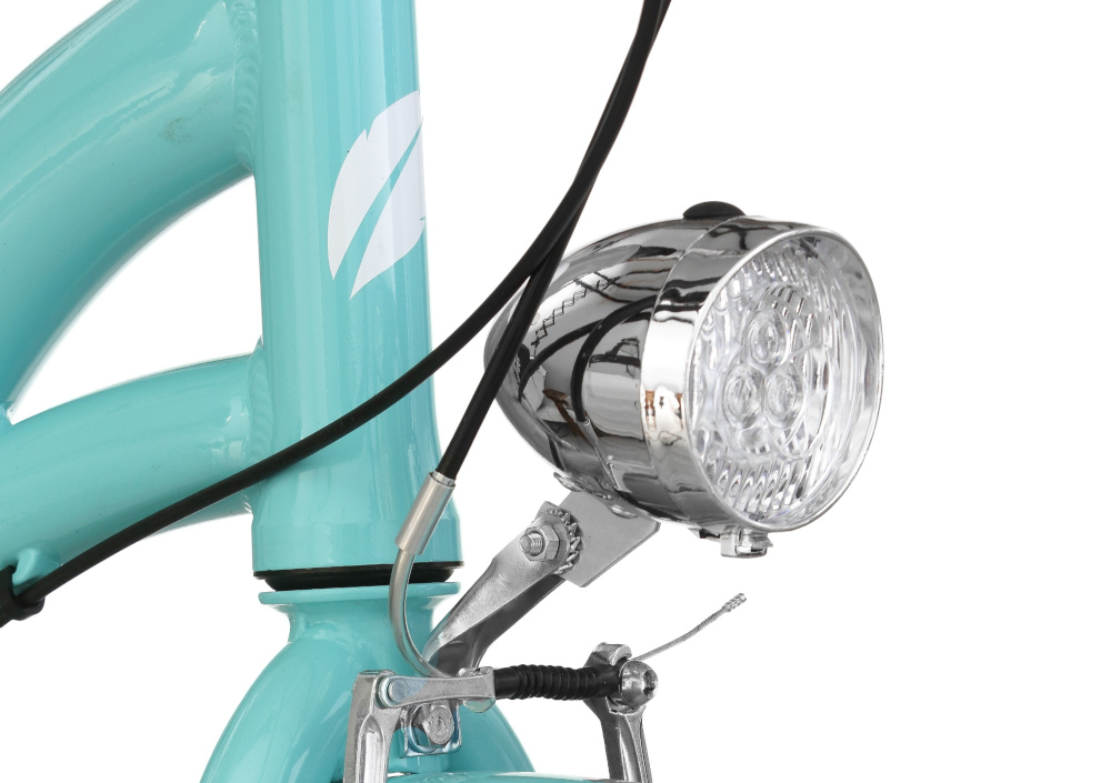 Rower miejski INDIANA Moena A7B 28 cali damski Lazurowy oświetlenie LED na przód na tył zasilanie bateryjne