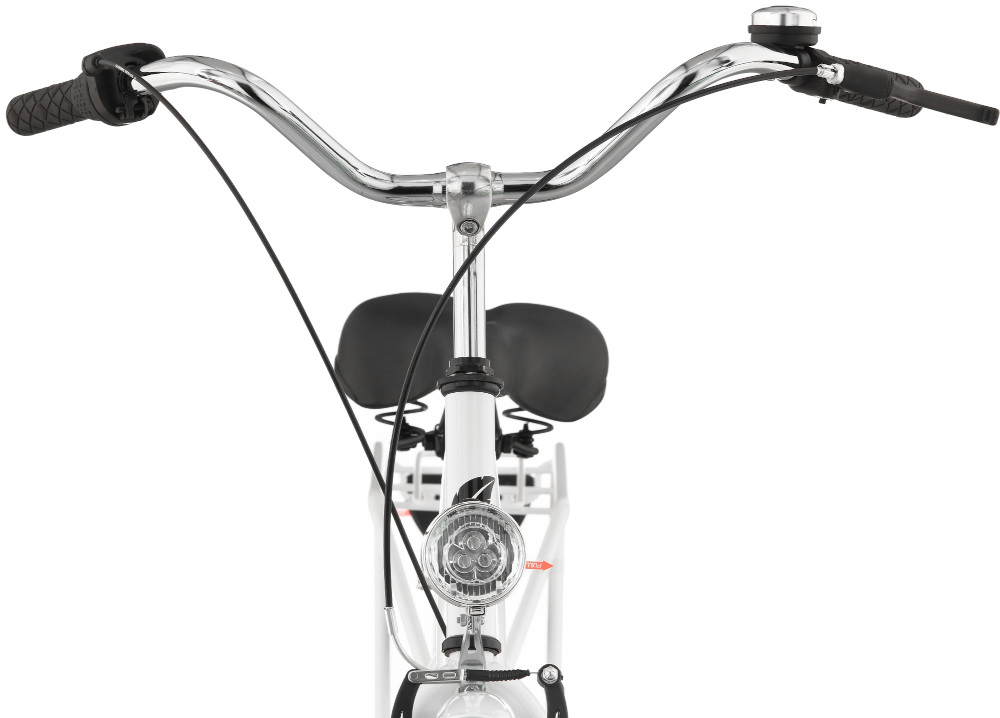 Rower miejski INDIANA Moena S3B 28 cali damski Biały kierownica stalowo-aluminiowa manetki kierownica antypoślizgowy materiał dzwonek