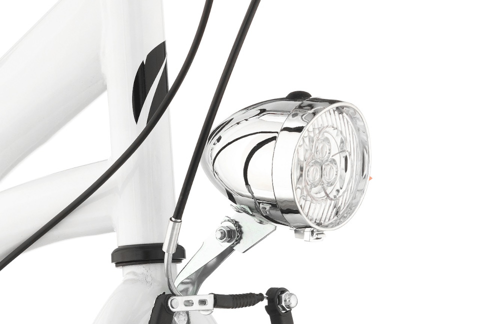 Rower miejski INDIANA Moena S3B 28 cali damski Biały oświetlenie LED na przód na tył zasilanie bateryjne