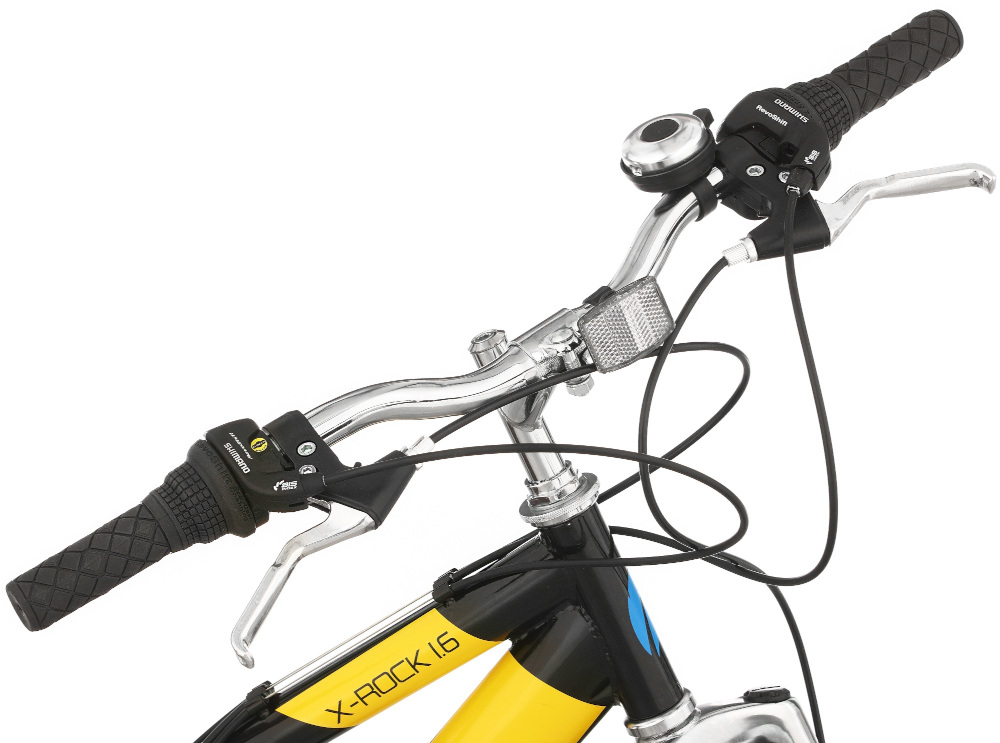 Rower młodzieżowy INDIANA X-Rock 1.6 26 cali dla chłopca Czarno-żółty najwyzszy komfort jazdy dziecko nie odczuje dyskomfort odpowiednia pozycja ciala kierownica uchwyty antyposlizgowy material