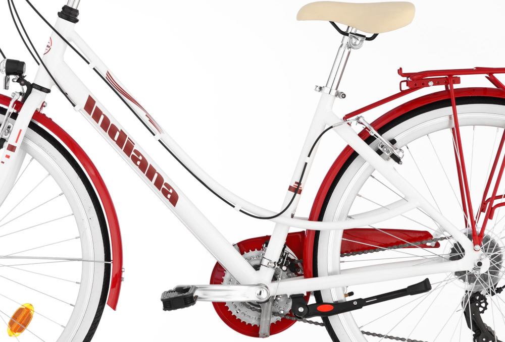 Rower miejski INDIANA Galaxy 21B 28 cali damski Biały rama aluminiowa 18-calowa zwinny lekki łatwo podnieść odporne na korozję wybór rozmiaru ramy Twój wzrost mierzony w zrelaksowanej pozycji typ roweru dla osób o wzroście 160-185 cm