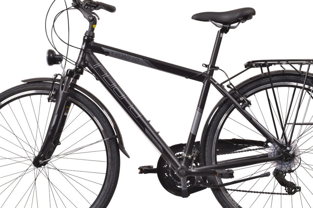 Rower trekkingowy INDIANA X-Road 1.0 M21 28 cali męski Czarny rama aluminiowa 21-calowa rower lekki zwinny odporny na korozję w Czarnym kolorze wybór rozmiaru ramy Twój wzrost mierzony w zrelaksowanej pozycji typ roweru dla osób o wzroście od 180 do 190 cm 
