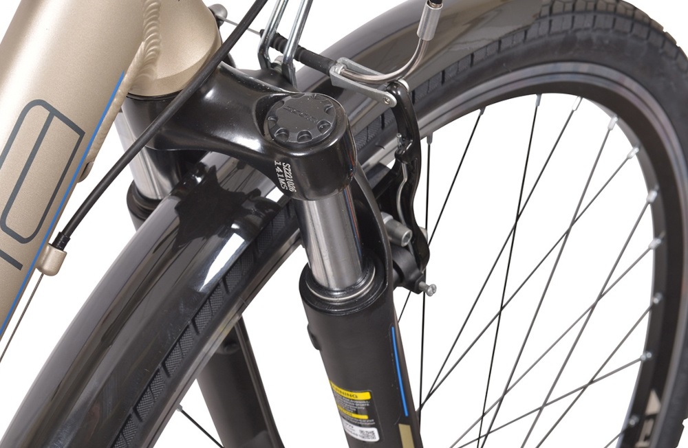 Rower trekkingowy INDIANA X-Road 1.0 M17 28 cali męski Piaskowy rower typu hardtail amortyzator sprężynowy przedni marki Zoom HL Corp typu CH-141MS 700C niska masa roweru duża sztywność można regulować