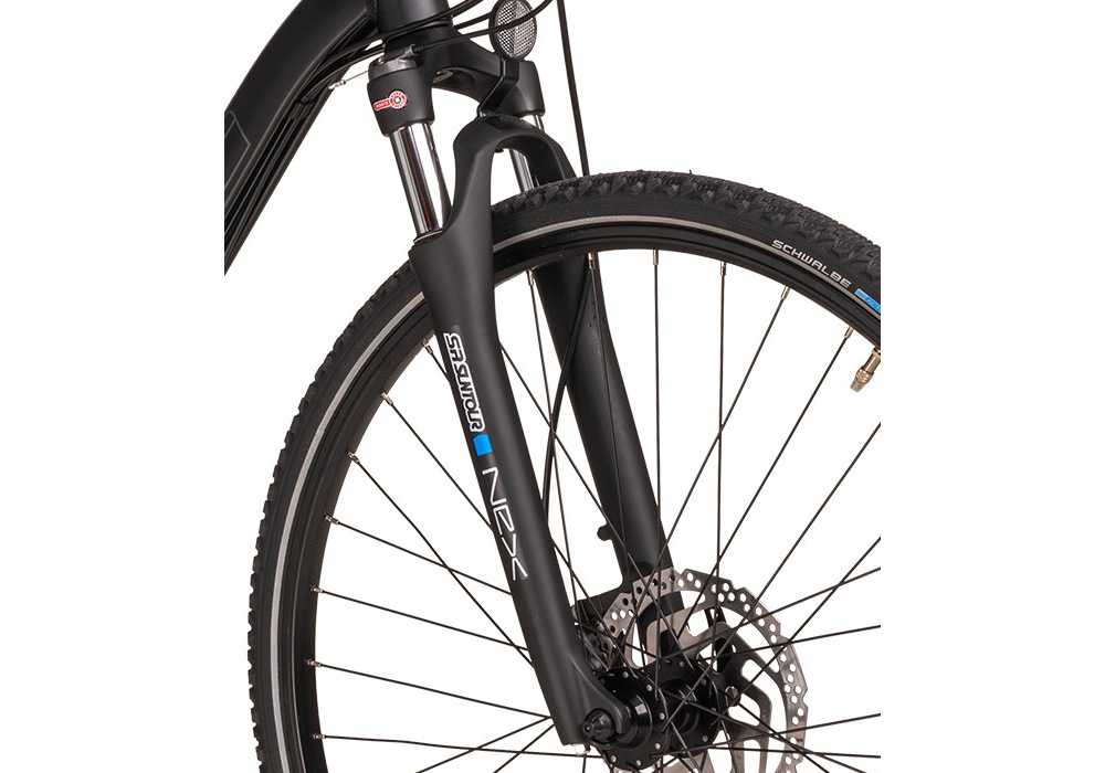 Rower crossowy INDIANA X-Cross 5.0 M19 męski Czarny rower typu hardtail przedni amortyzator SR Suntour typu NEX-RL niska masa roweru duża sztywność można regulować