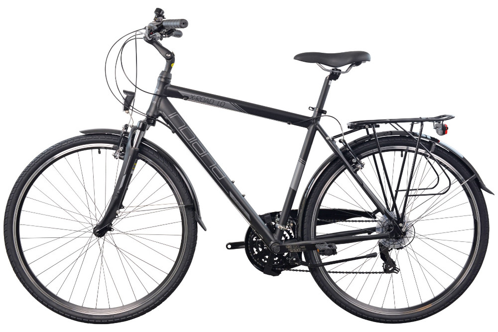 Rower trekkingowy INDIANA X-Road 1.0 M21 28 cali męski Czarny rama aluminiowa 21-calowa odporna na korozje rower jest zwinny lekki latwo go podniesc wybor rozmiaru ramy Twoj wzrost mierzony w zrelaksowanej pozycji typ roweru dla osob o wzroscie od 180 do 190 cm