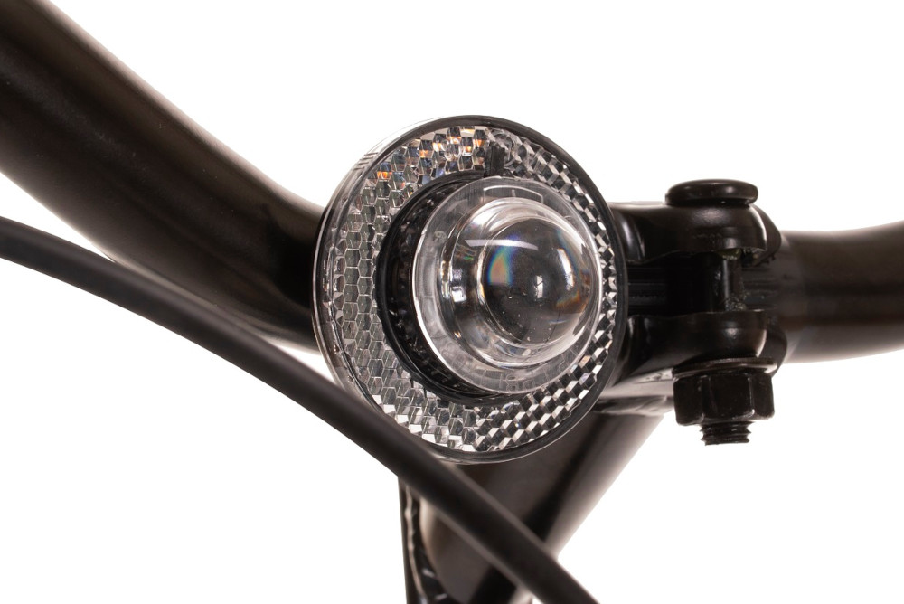Rower miejski INDIANA Classic 6B 28 cali damski Czarny oswietlenie roweru przednie tylne oswietlenie doskonala widocznosc bezpieczenstwo na drodze zasilane bateriamii wymagane przez prawo drogowe