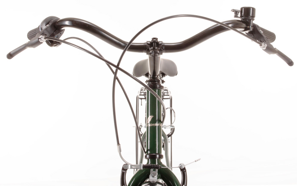 Rower miejski INDIANA Classic 6B 28 cali damski Zielony stalowa kierownica wysoka jakosc wykonania duza wytrzymalosc latwa w utrzymaniu czystosci odporna na uszkodzenia mechaniczne precyzyjne kierowanie rowerem dzwonek maksymalna przyczepnosc zapobiega poslizgowi dloni profilowana konstrukcja