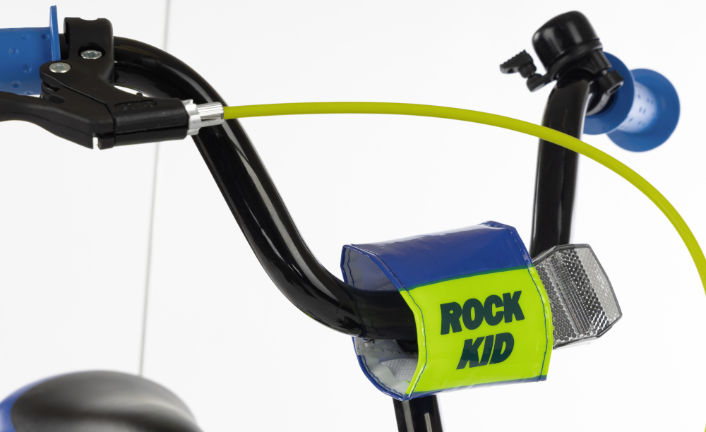 Rower dziecięcy INDIANA Rock Kid 14 cali dla chłopca Limonkowy najwyzszy komfort jazdy nie odczuje dyskomfortu zapewniona odpowiednia pozycja ciala kierownica uchwyty antyposligowy material zabezpiecza rece przed otarciami