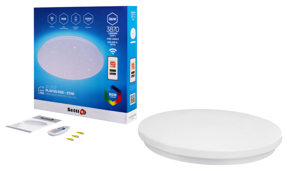 Plafon SETTI+ SCL502 Wi-Fi zawartosc opakowania