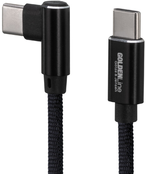 Kabel USB Typ C - USB Typ C kątowy GÖTZE & JENSEN Golden Line 1 m Czarny