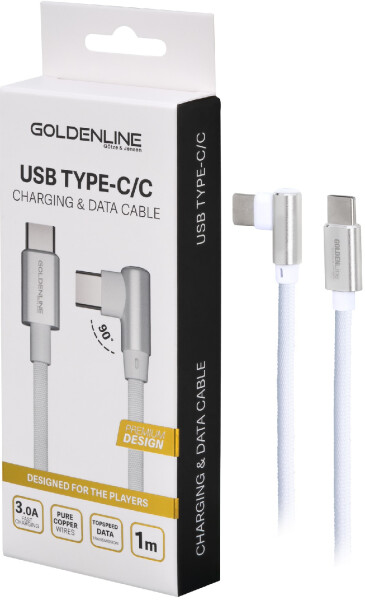 Kabel USB Typ C - USB Typ C GOTZE&JENSEN Golden Line 1 m UC01W90C-C C Biały