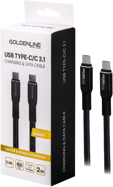 Kabel USB Typ C - USB Typ C GÖTZE & JENSEN Golden Line 2m Czarny