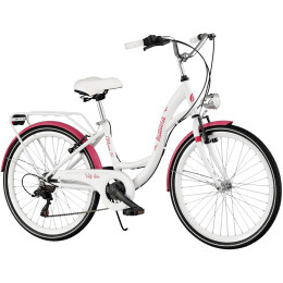 Rower młodzieżowy Moena 24 cale dla dziewczynki Biało-różowy 2020