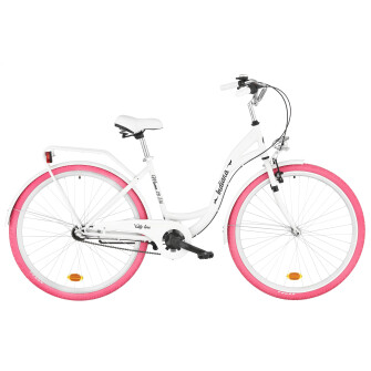 Rower miejski Moena OS3B 28 cali damski Biało-różowy 2021