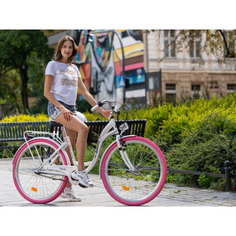 Rower miejski Moena OS3B 28 cali damski Biało-różowy 2021 #21