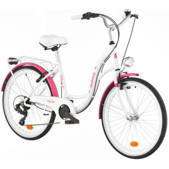 Rower młodzieżowy Moena 24 cali dla dziewczynki Biało-różowy 2022